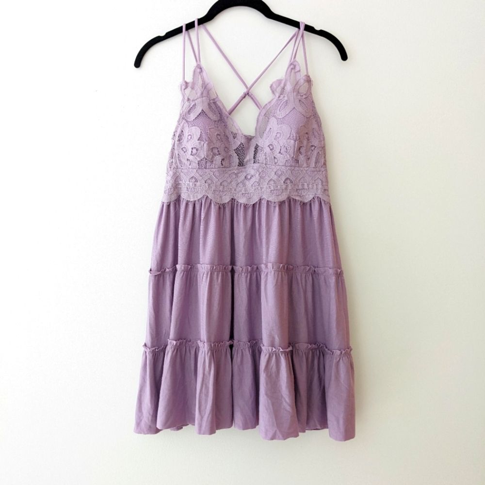 Zenana Outfitters Lavender Lace Babydoll Dress